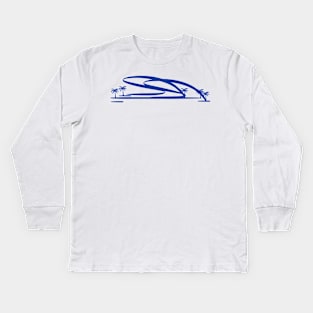 Ocean blue shore waves - Maji blue ocean waves Kids Long Sleeve T-Shirt